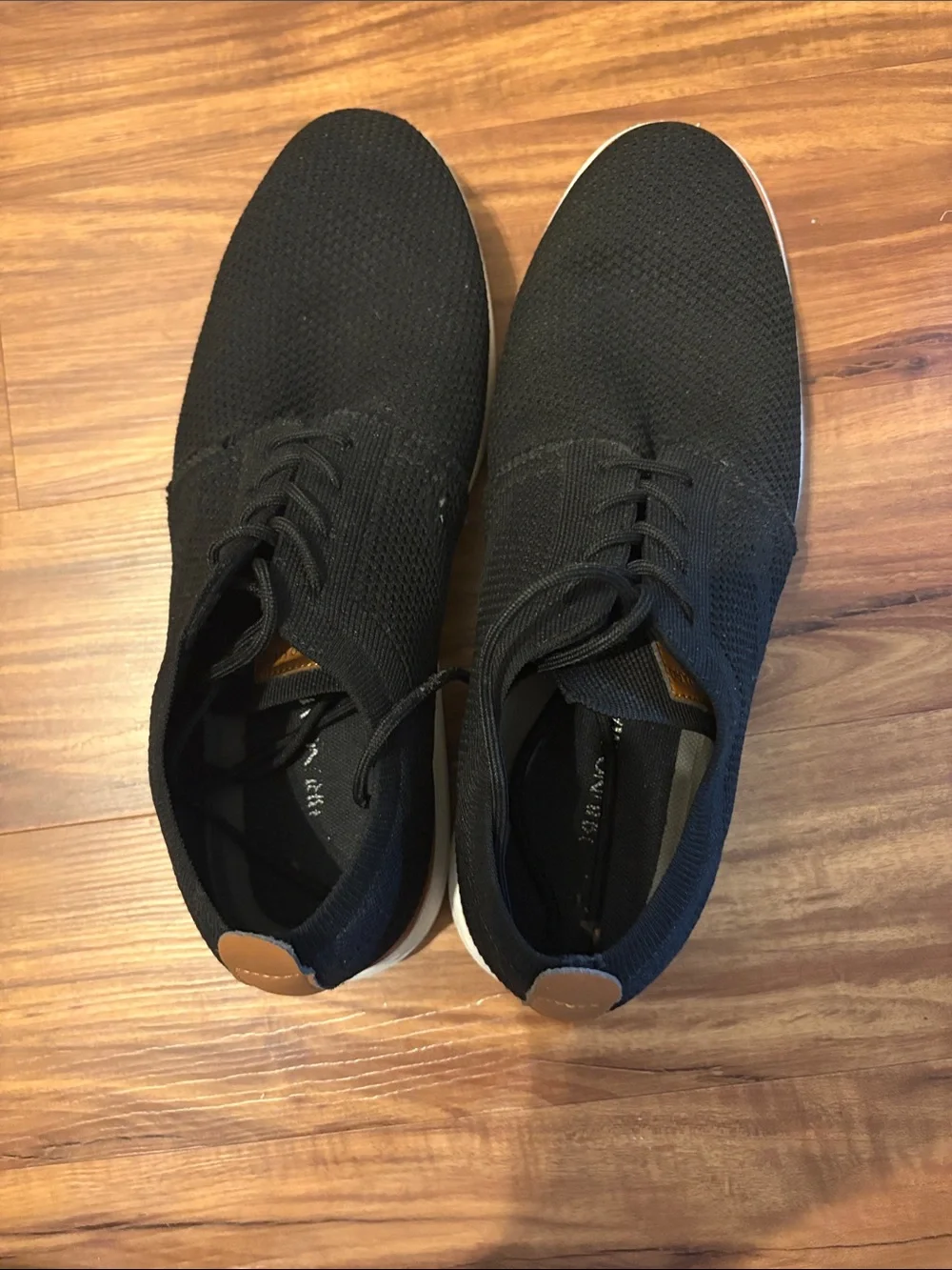 Men's Black Knit Derby with White Sole and Brown Trim